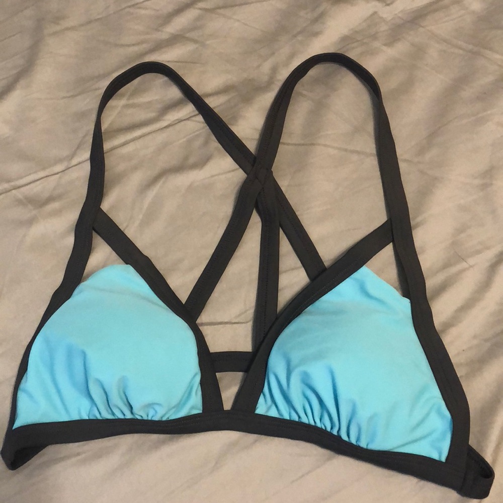 Turquoise triangle bikini top